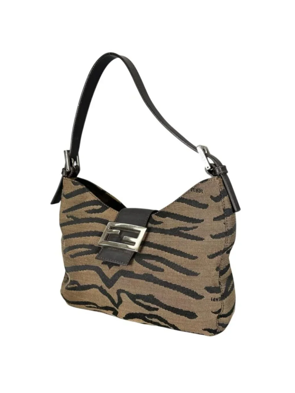 Fendi Hobo Handbag Nylon Brown